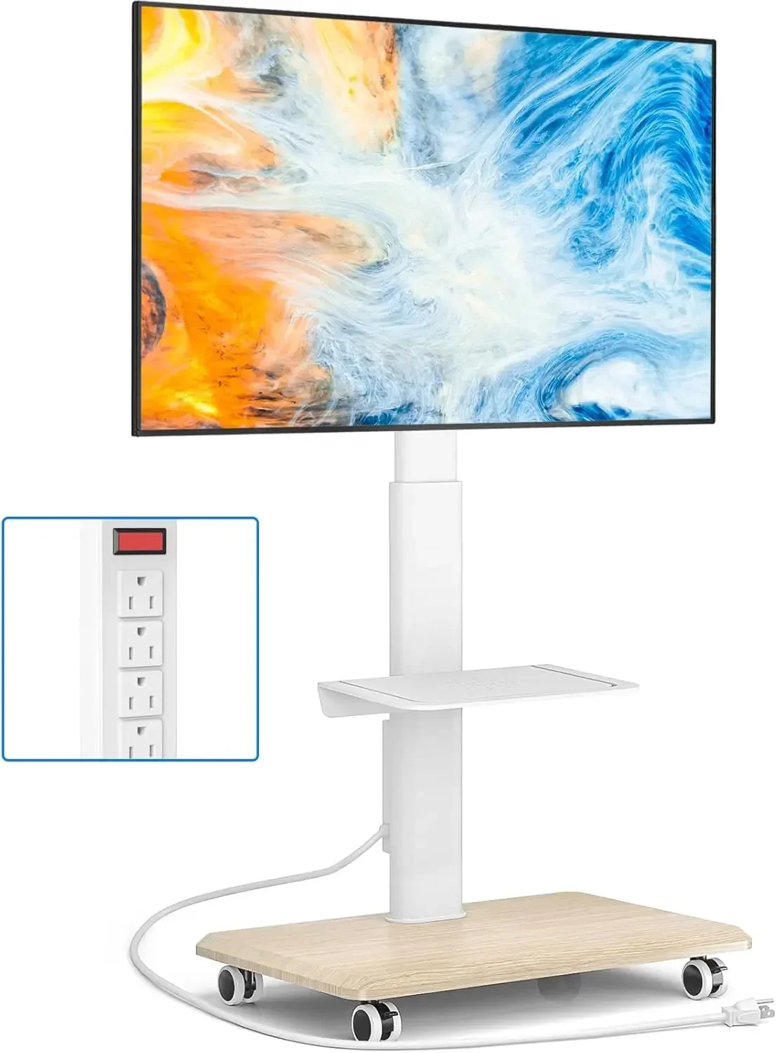 Home Decor On Wheels - Eleganter Rollbarer TV-Ständer mit Steckdose für