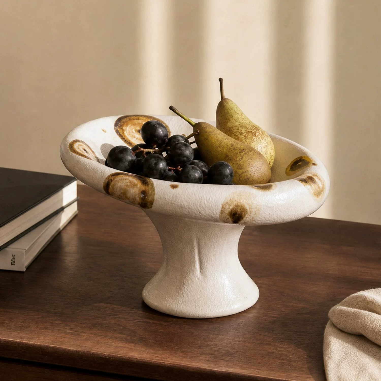 Home Decor Exhibition - Nordische Kreative Keramik-Obstschale auf Sockel, Kunstdekor-Tablett