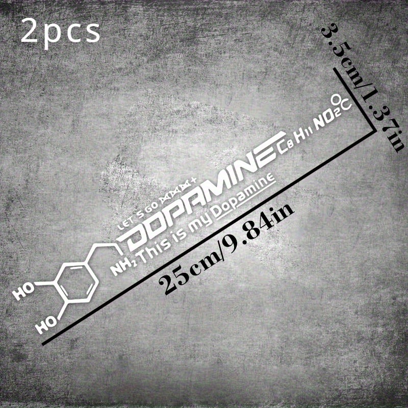Home Decor Dopamine - 2 Stück 2D flache Dopamin-Molekülformel-Vinylaufkleber, wasserdichter