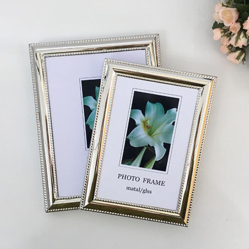 Bamboo Photo Frame - Europäischer Stil Metall Silberfarbener Rechteckiger Fotorahmen
