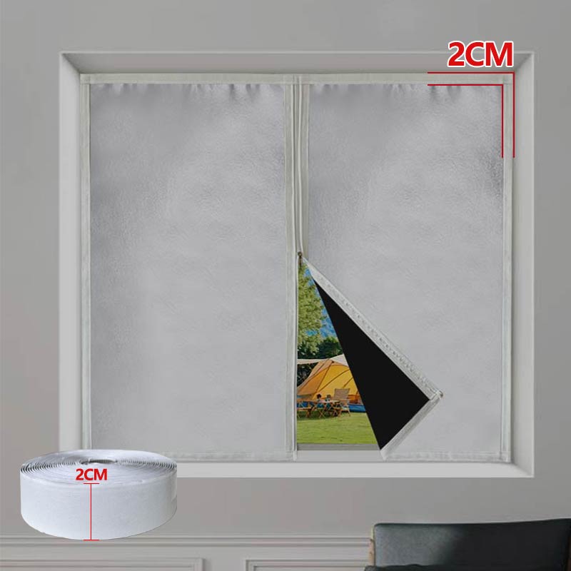 Blackout Curtains - Anpassbarer Reißverschluss-Lichtblockierender Vorhang, Weißer Rand Selbstklebender