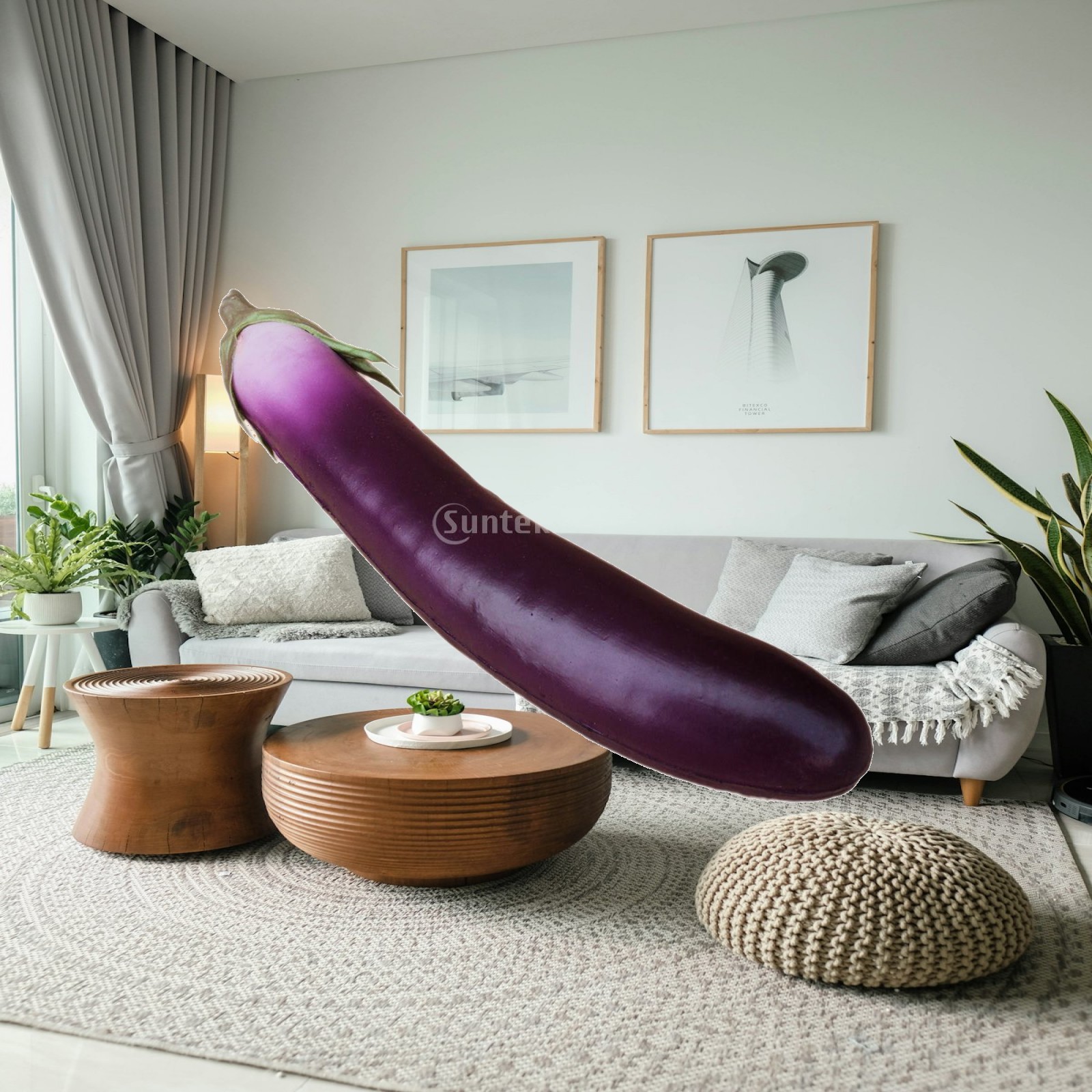 Home Decor Exhibition - Dekorative Kunstpflanzen im Angebot: Realistisches Kunststoff-Auberginenmodell
