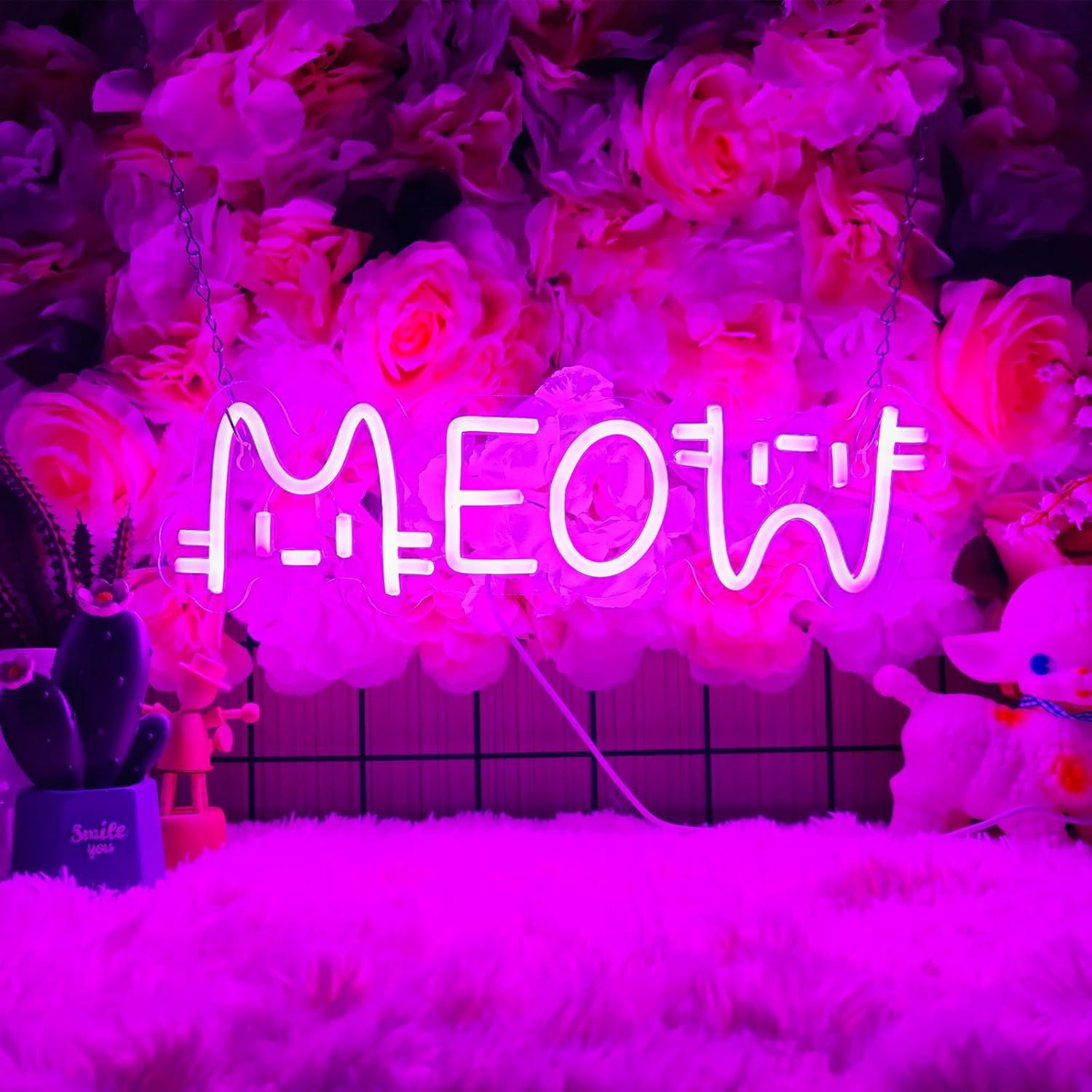 Home Decor Cat - Miau Neon-Schild Katze USB-betriebene dimmbare LED-Neonlichter