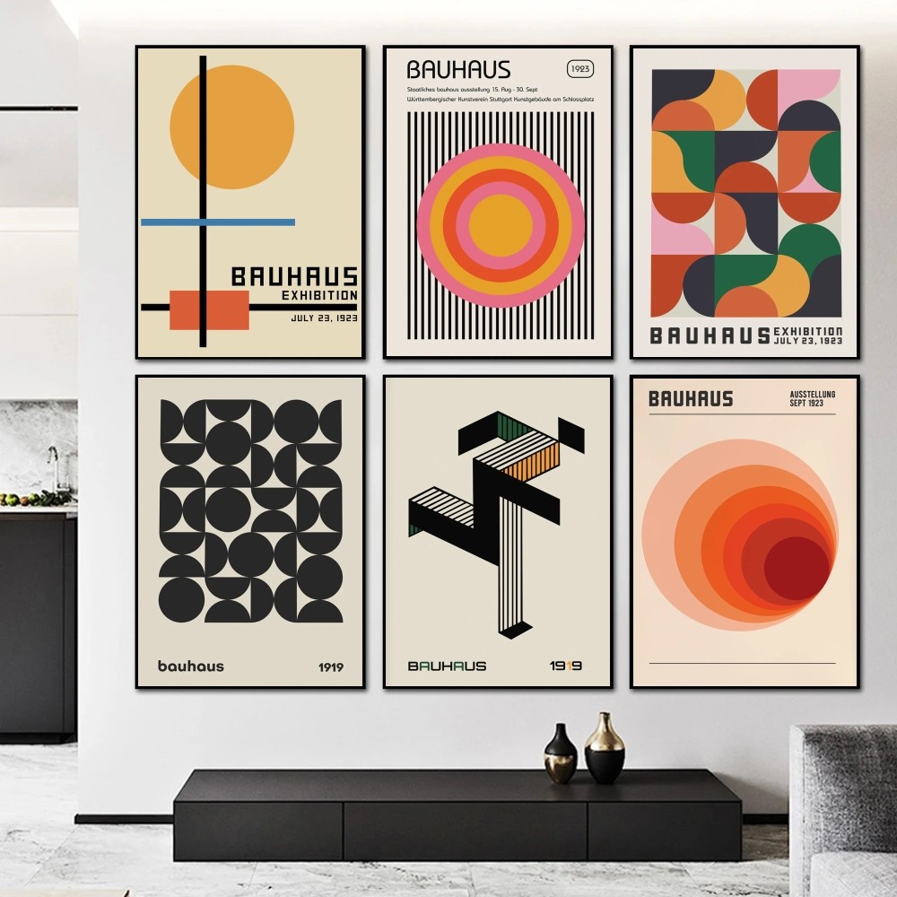 Home Decor Exhibition - (2D-Blechmalerei) Bauhaus Geometrisches Ausstellungsplakat, Papierdruck, für