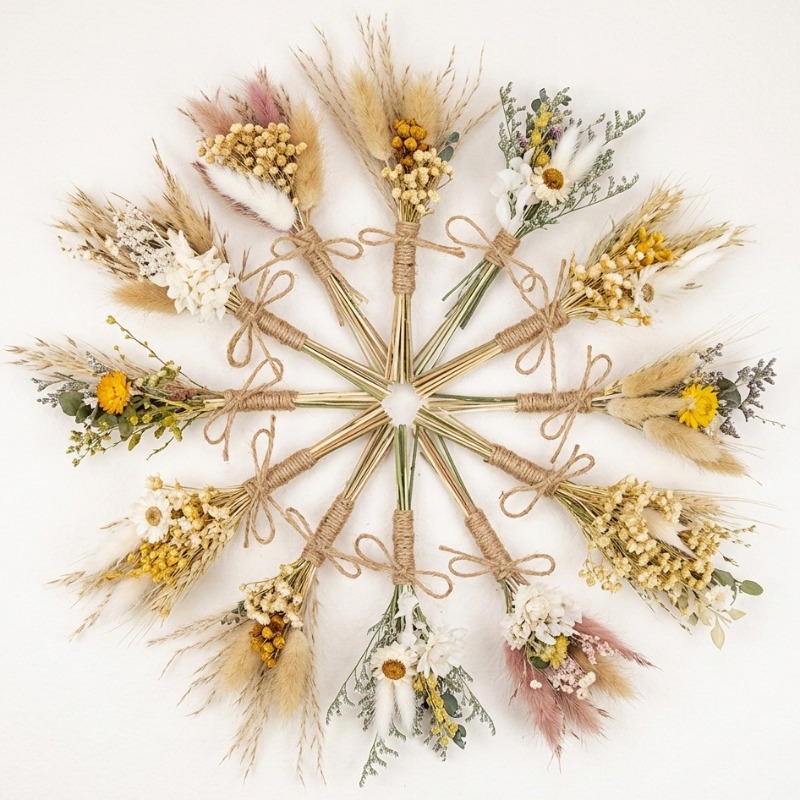 Dried Flower Bouquet - Mini Trockenblumenstrauß Natürlich Konserviert für Heimtischdekoration