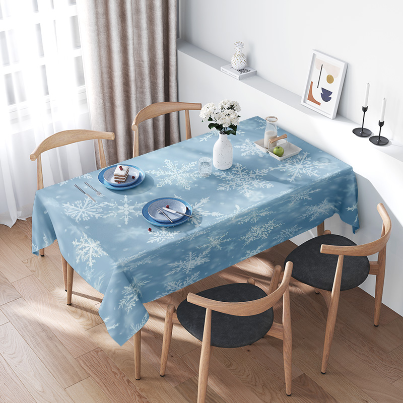 Home Decor Online Shopping - Schneeflocke Esstischdecke Winter Home Dekoration Blau