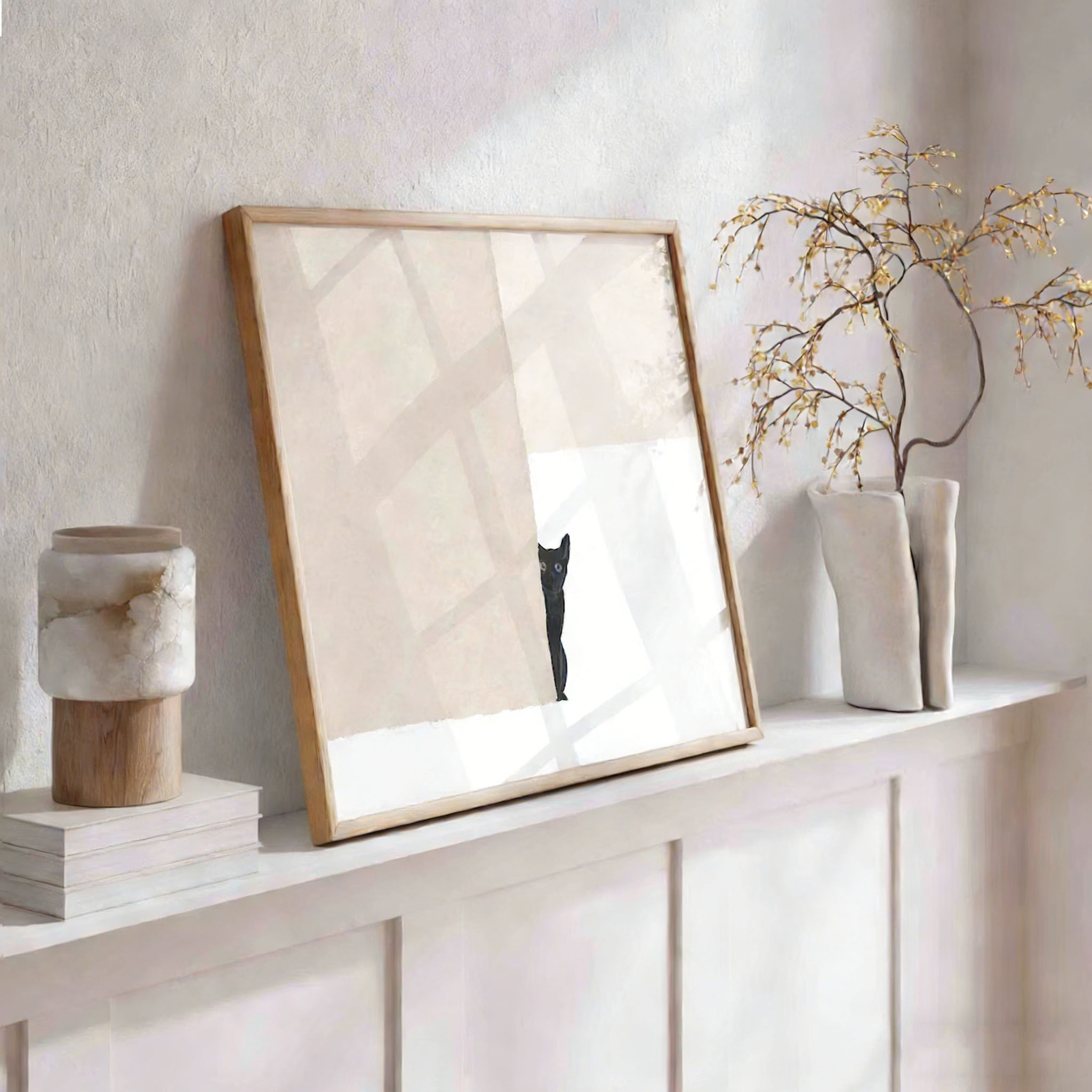 Abstraktes schwarzes Katzenpos – Home Decor Cat Bewertung und Preis